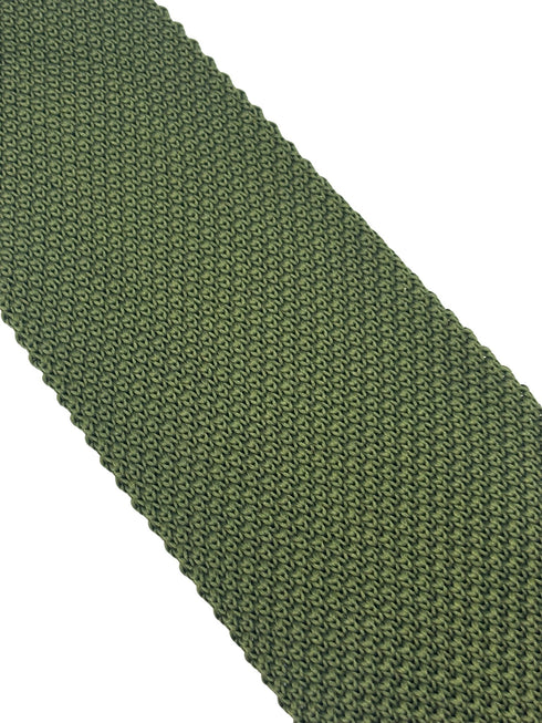 khaki army green knitted tie with classic 8cm pointed end